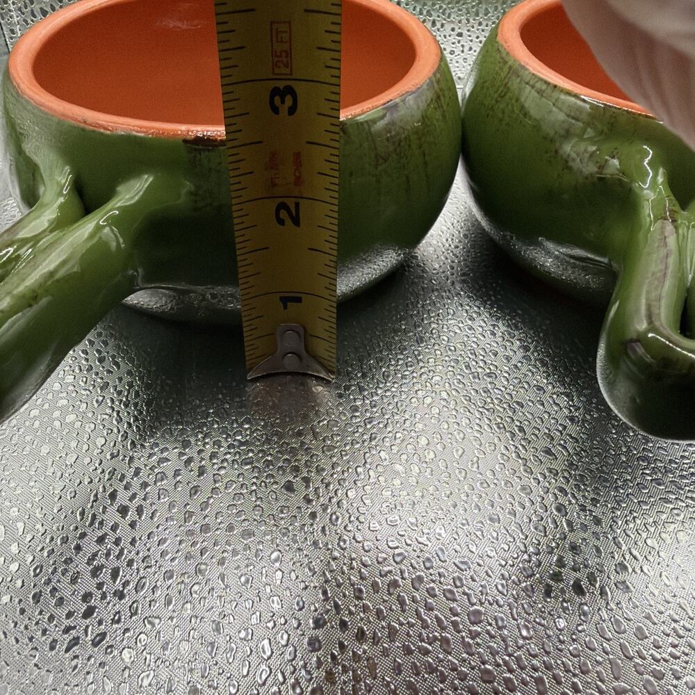 2 Italian De Silva Terracotta Ceramic Green Soup Casserole Bowls Serving Dishes - Picture 7 of 9